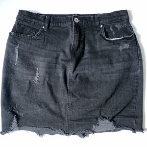 Children’s Place Black Denim Distressed Skirt Girls Size 16